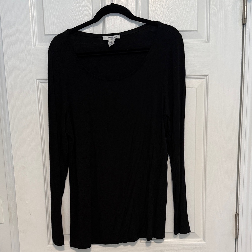 White House Black Market Black Long Sleeve Scoop Neck Top
